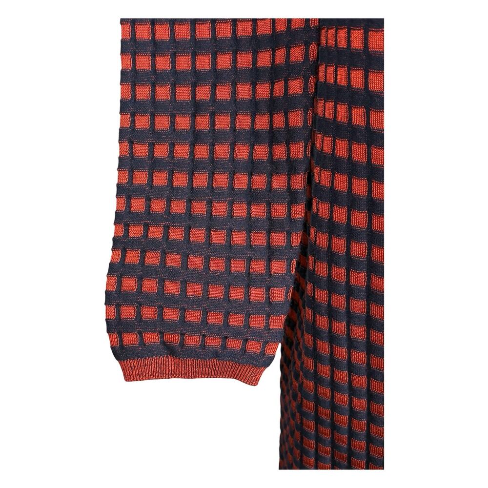 Diane Von Furstenberg Knit Wrap Dress Women's Medium Checkered Red Navy Blue - Picture 4 of 9